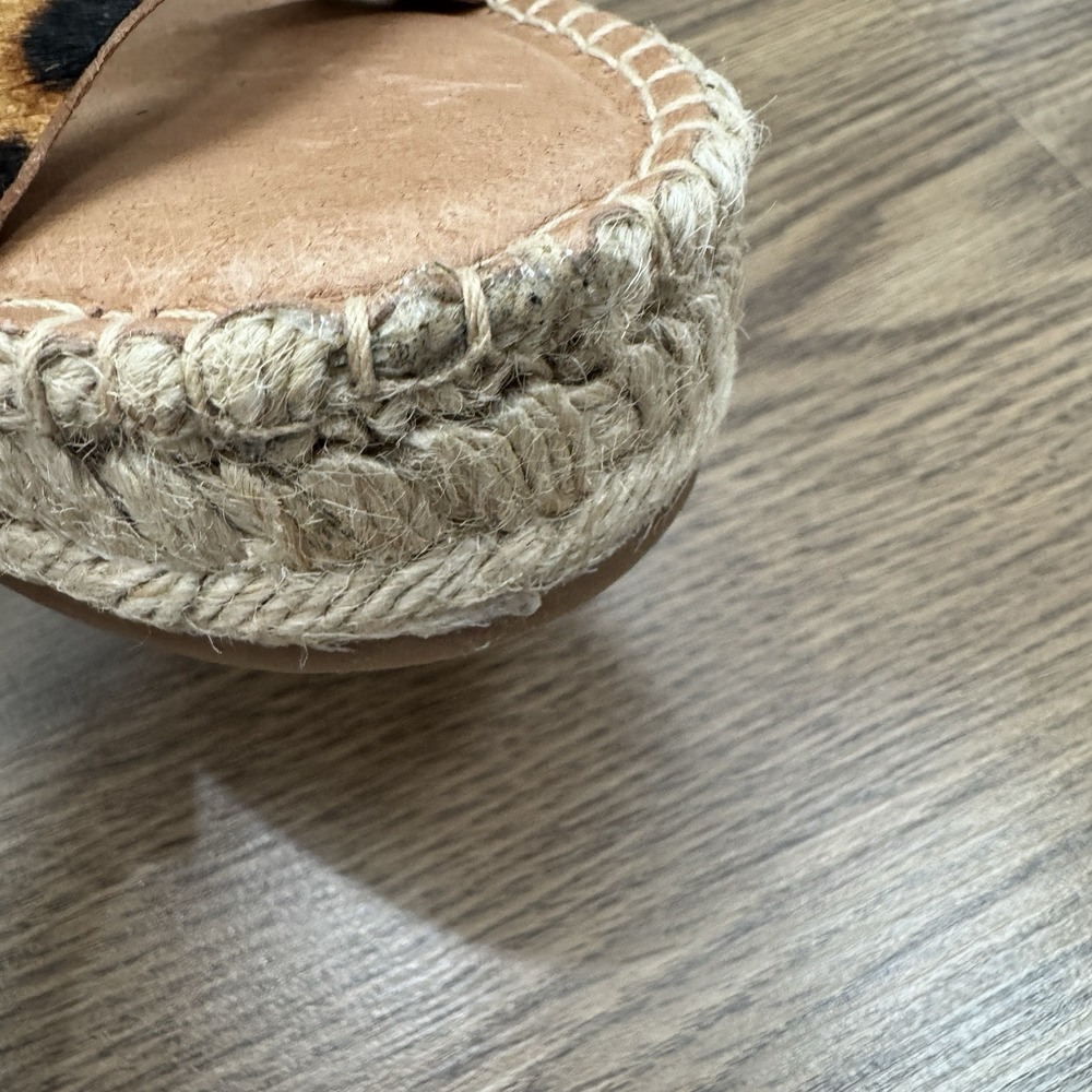 Madewell Sandals Womens 9 Brown Leather Espadrille Leopard Print Ankle Strap - Picture 12 of 13